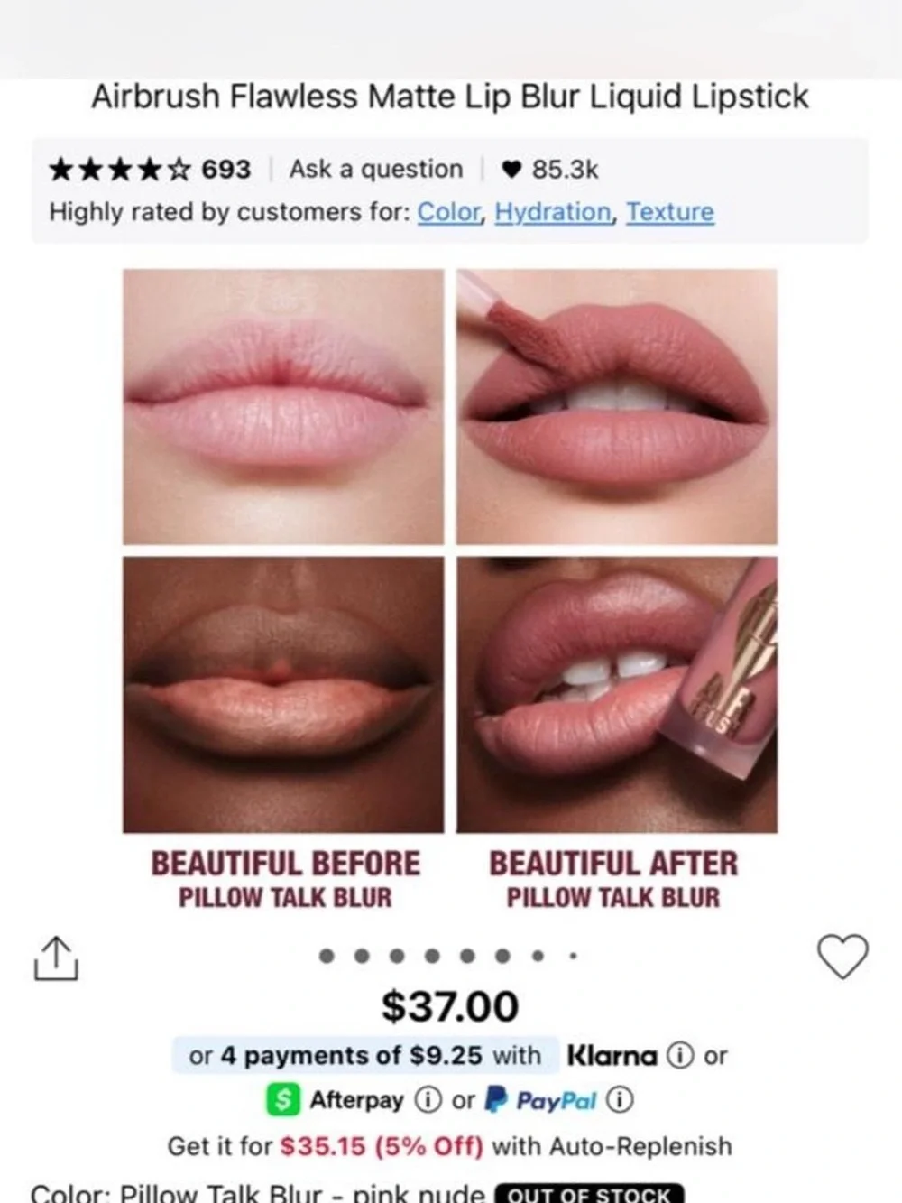 Charlotte Tilbury Pillow Talk Blur – Muted Rose Pink Liquid Lipstick